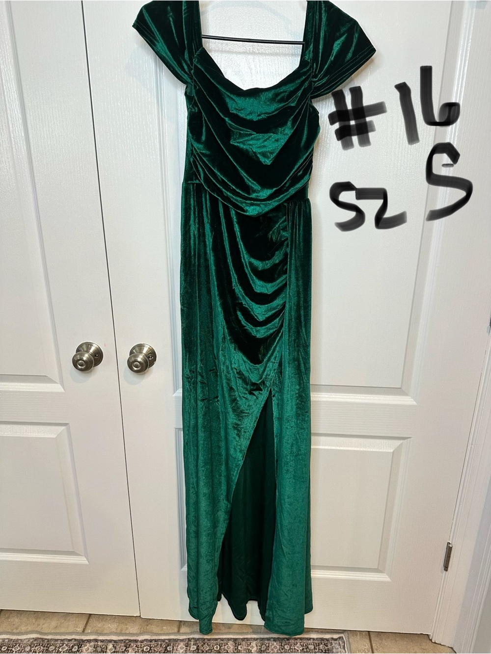 Emerald Green Velvet Draped Gown